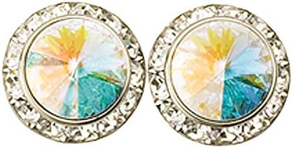 20mm "AB" Rivoli Rhinestone Earrings - Girl's clip earrings Swarovski Elements (CLIP-ON) - USA MADE