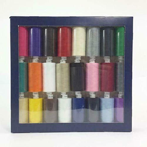 24 Pack Coats Assorted colours box of Moon Sewing Thread 1000 yrds