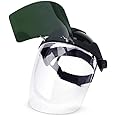Sellstrom DP4 Face Shield - Lightweight Mask with High Impact Crown & Ratchet Headgear for Work, Grinding, Plasma/Flame Cutting - ANSI Z87.1 - Clear Anti Fog Polycarbonate Window -UV/IR Flip Up Visor