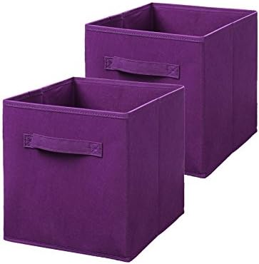 VASTING ART Foldable Fabric Cube Storage Bins &amp; Boxes Containers for Closet Toy and Laundry(11 Inches), Purple, 2 Pack