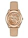 GUESS Women's Stainless Steel Leather Logo Watch, Color: Tan/Rose Gold-Tone (Model: U0895L9)