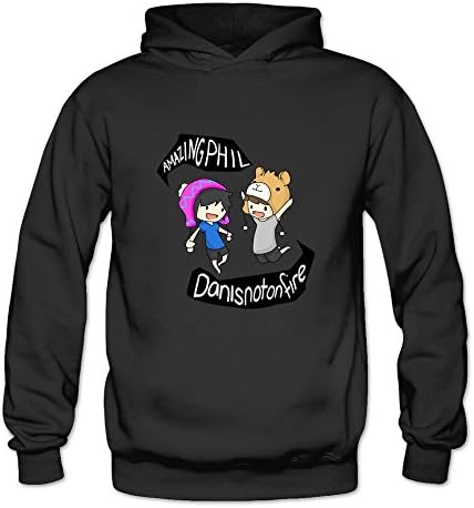 MeiLee Women's Dan And Phil Animated Custom Hoodie Sweatshirt Black S