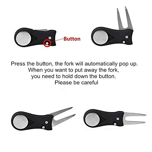 2PCS Golf Divot Tool with Pop-up Button & Magnetic Ball Marker with Arrow, Mini Switchblade Divot Repair Tool Lightweight Portable and Foldable - Thumbnail 2