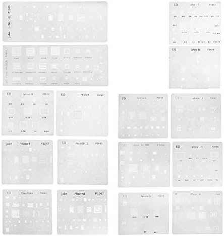Werse 16pcs IC Chip BGA Reballing Stencil Set Solder Template for iPhone X 8 7 6s 6 Plus SE 5S 5C 5 4S 4