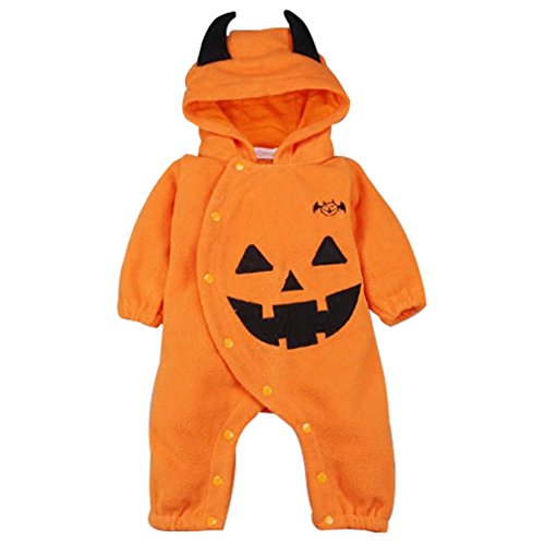 Toddler Baby Boys Girls Halloween Costume Pumpkin Hooded Romper Fancy Outfits