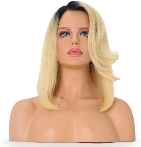 Ten Chopstics Wigs Fashion Blonde Human Full Lace Wigs&Lace Front Wigs Ombre Blonde Virgin Brazilian Full Lace Front Short Bob Wigs With Bangs 613 Bob Straight Human Hair Wigs