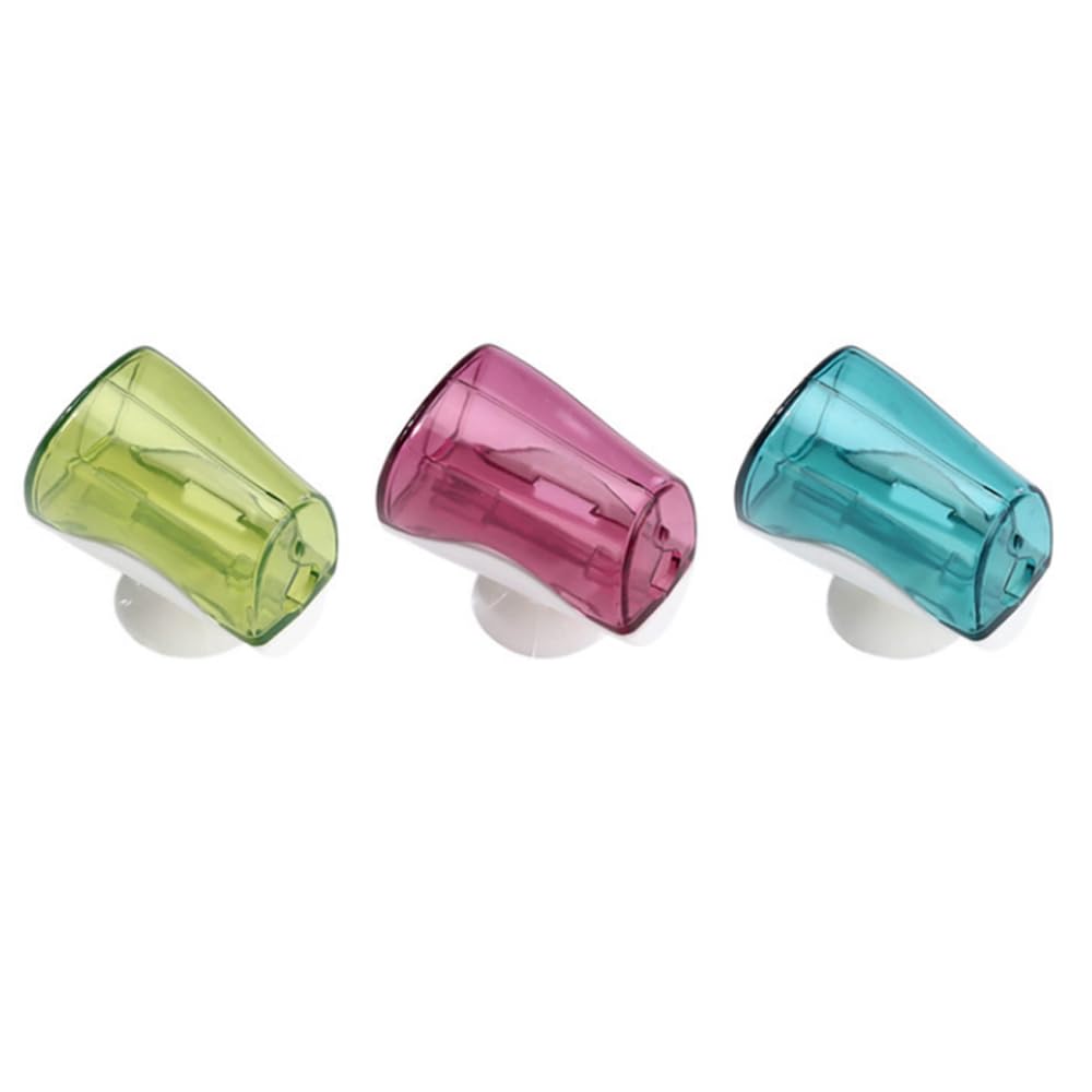 LAKYMIE Toothbrush Covers Travel Toothbrush Head Covers Plastic Portable Toothbrush Caps Case Protector with Suction Cup Wall Mounted for Home and Outdoor Pack of 3