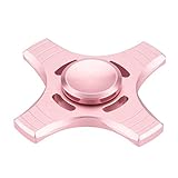 Fidget Spinner High Speed Stainless Steel Finger Spinner Bearing Hand spinners fidget Toy for Adults Kids for Relieving Stress Anxiety ADHD Focus Boredom (4 Leaves Rose Gold)