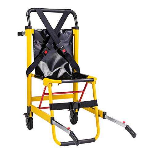 LINE2design EMS Stair Chair 70015-Y Medical Emergency Patient Transfer - 2-Wheel Deluxe Evacuation Chair - Ambulance Transport Folding Stair Chair Lift - Load Capacity: 400 lb. Yellow