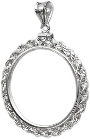20 Franc Lucky Angel Rooster Coin Bezel Sterling Silver Frame Mount Pendant (Rope apprx weight 2.7grams)