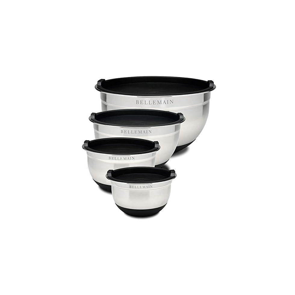 Bellemain Stainless Steel NonSlip Mixing Bowls with Lids (4Piece Set