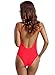 zeraca Women's High Cut Thin Strap One Piece Swimsuit Monikini (M10, Red Ignite)