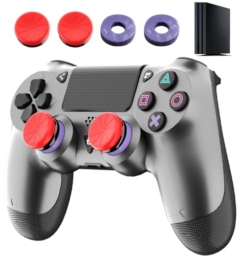 ThinTree Steel Black Wireless Controller Compatible for PS-4/Pro/Slim/PC, (Includes A Pair of Joystick Caps and Cushioning Pads), Dual Motor Vibration/Ergonomic Design/Motion Sensing/3.5mm Audio Jack