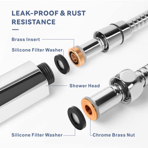 180CM Extra Long Shower Hose, Baytion 360°Anti-twist 304 Stainless Steel Handheld Shower Hose for Shower/Sitz Bath【Leak-proof & Anti-erosion】