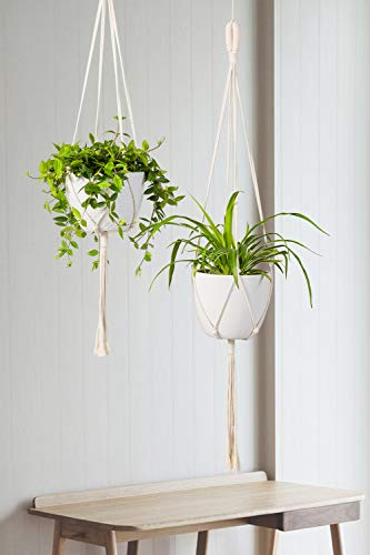 image for TIMEYARD Macrame Plant Hanger 2Pcs Indoor Outdoor Wall Hanging Planter