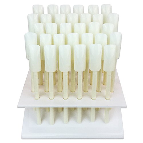 Beauticom 32 Piece White Plastic Nail Tip Sticks With Display Stand Set