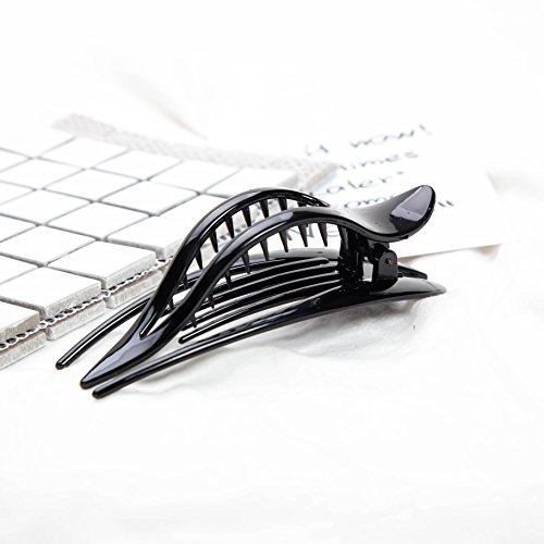 2 Pieces large Size Black Brown Hair drawing Color 5.2" Plastic hair clip accessories Side-slide Hair Claw for Women by Prettyou