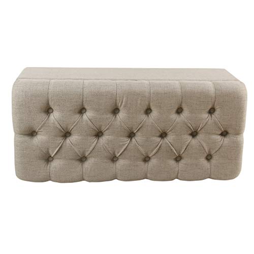 Homepop Home Decor | Tufted Ainsley Button Storage Ottoman Bench with Hinged Lid | Ottoman Bench with Storage for Living Room & Bedroom, Tan - Image 9