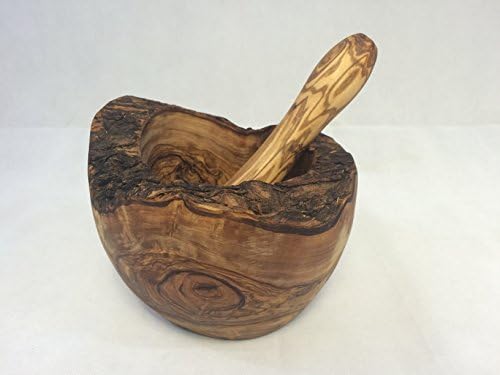 Large 8" Olive Wood Rustic Mortar and Pestle