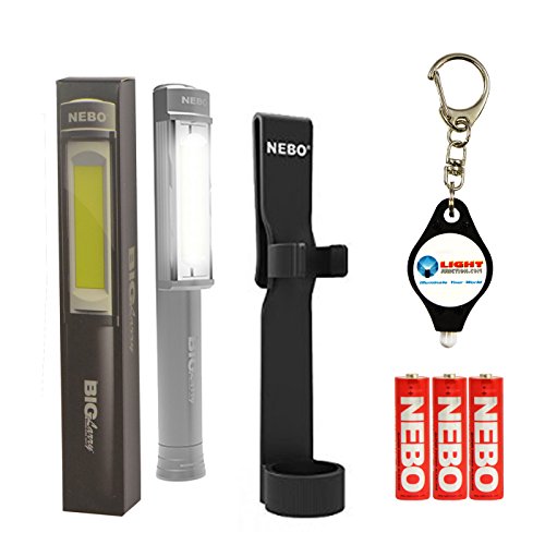 NEBO Big Larry 400 Lumen Flashlight Work Light COB Magnetic Bundle with Holster and Lumintrail Keychain Light (Silver)