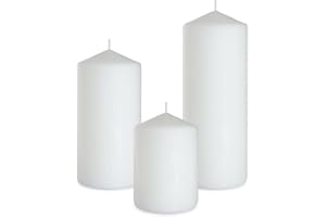 YUSEVOT Set of 3 Different Sizes White Pillar Candles, Dripless Unscented 3x4 3x6 3x8 Inch Large Cylinder Column Candles for Home Table Decor Power Outage Emergency
