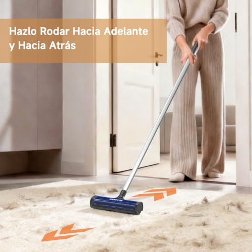 Garstor Rodillo Quitapelusas Alfombras, Recogida Automática Pelo Mascotas | 1,5m Mango , Depósito Polvo,Recogida Automática de Cabello