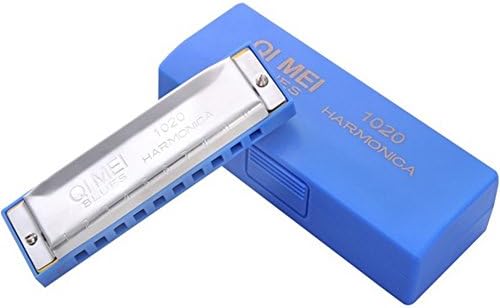 QIMEI Baby Boys Blue Toy 10 Hole Harmonica C polyphony Blues Harmonica (Blue)