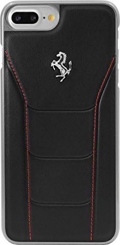 THE KASE Ferrari 488 Real Leather Case for Apple iPhone 7 Plus, Black/Silver Horse Logo