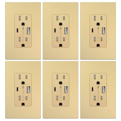 TOPGREENER USB Wall Outlet Gold