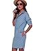 OVERMAL Women's Fashion Roll Sleeve Button Closure Jeans Dress