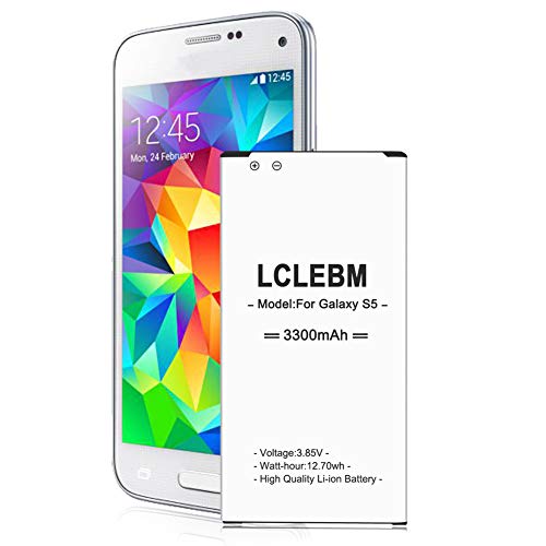 Galaxy S5 Battery LCLEBM 3300mAh Li-ion Battery Replacement Galaxy S5 Spare Battery for Samsung Galaxy S5 G900A, G900F, G900H, G900R4, I9600,G900V,G900P, G900T [24 Months Warranty]