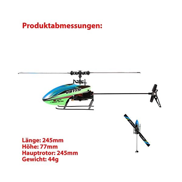 4.5 Kanal Single-Rotor RC ferngesteuerter Hubschrauber mit 2.4GHz-Technik und Gyro-System, Ready-to-Fly, inkl. Akku und… – Bild 7