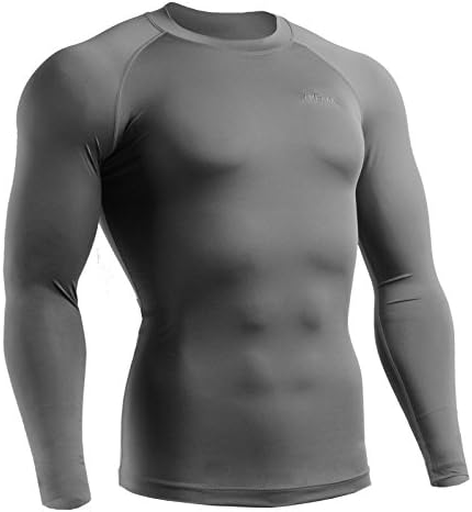 Emfraa Men Women Compression Under Cool Base Layer T Shirt Long Sleeve Grey,XX-Large,E-51