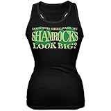 St. Patricks Day Big Irish Shamrocks Funny Black Junior Soft Tank Top