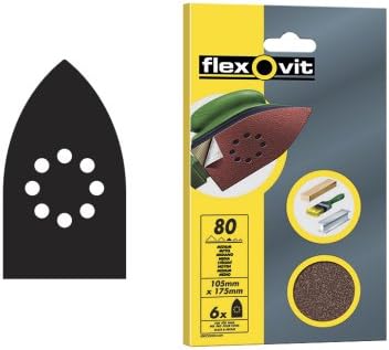 Flexovit FLV26405 Hook & Loop Backed Detail Sanding Sheets - 105mm x 175mm - Fine (6pk), 1 - Pack