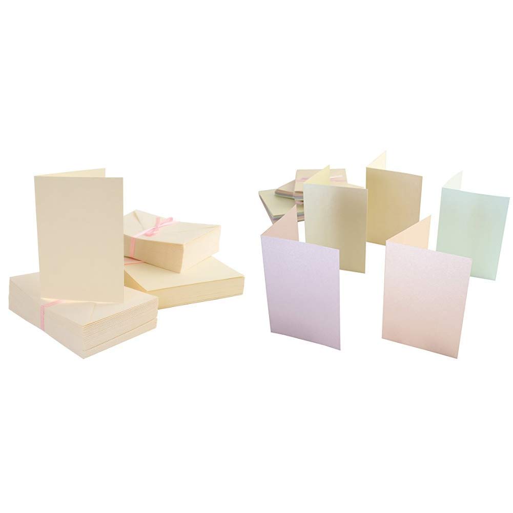 Anita's A6 Card and Envelope, Pack of 100, Cream &A6 Card and Envelope, Pack of 50, Pastel Pearlescent