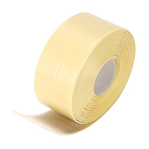 Bathtub Wall Caulk Strip PE Self Adhesive Waterproof Sealing Tape Strip Caulk Sealer Decorative Trim for Kitchen Bathroom Shower Toilet Wall Corner 38mm3.2m (Beige) - Thumbnail 2