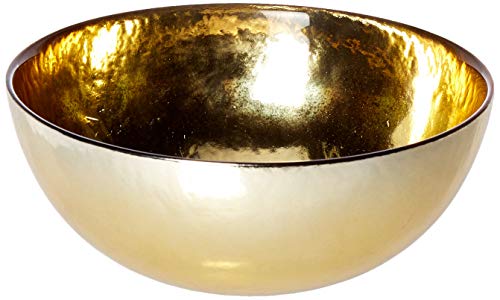 Circleware 09321 Metro Metal Serving Mixing Fruit Bowl, Home and Kitchen Decoration Dish Serveware for Salad, Cake, Ice Cream, Dessert, Food, Punch, Beverage, Best Selling Gifts, 7.8" x 3.15", Gold - Thumbnail 5