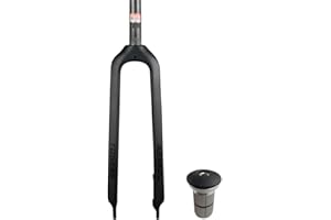 Enjcyling TOSEEK Full Carbon MTB Rigid Fork, 26in 27.5in 29in / Offset 45mm / 1/8" Straight Tube Threadless/Disc Brake / 9x100mm QR / T800 Carbon Fiber/w/Expander, for Mountain Bike XC