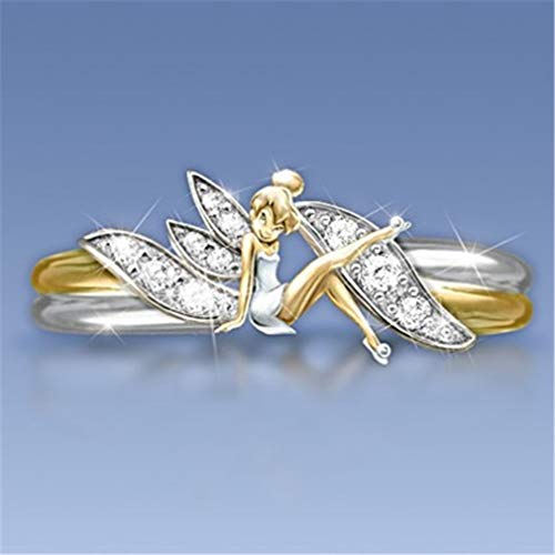 TMROW Angel Wings Ring Rhinestone Ring Jewelry Costume Accessories for Women Gift - Thumbnail 2