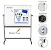 Magnetic Mobile White Board Dry Erase Board Double Sided Whiteboard Rolling Wheels 4 Markers Eraser Magnets Ruler Large Writing Standing Easel Stand Easy Adjustable Flip Portable Display 36 x 48 inch