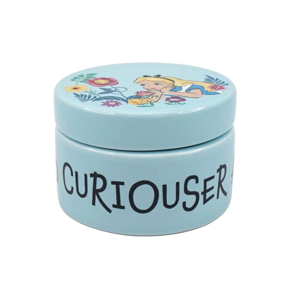 Half Moon Bay - Disney Alice In Wonderland Ceramic Trinket Box Round - Trinket Box With Lid - 5.5x7.7cm Home - Alice in Wonderland Gifts