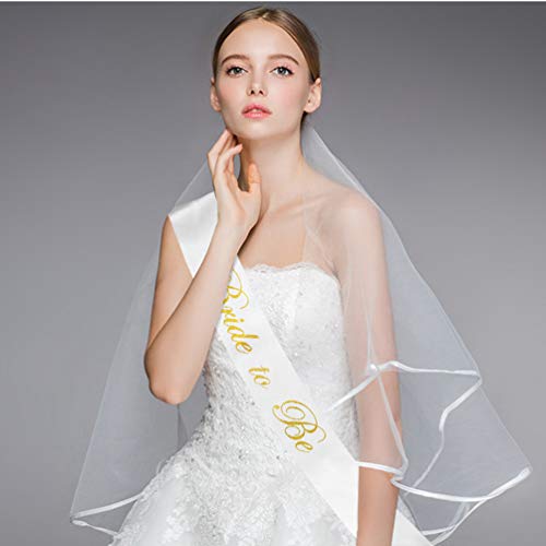 PRETTY SEE Bride Veil Set Wedding Veil Tulle Veils with Comb and Sash