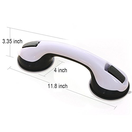 SUPOW Bathroom Grab Bar, Strong Suction Shower Handle & Bathroom Balance Bar Anti-slipping Suction Cup Support Assist Handle Grip Hand Rail Helping Tool Wall Mount for Elderly & Children (2 Pcs Black)