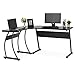 Best Choice Products 3-Piece L-Shaped Corner Computer Desk Workstation w/Metal Frame, Foot Pads, Black