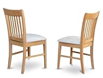 East West Furniture NFC-OAK-C Kitchen/Dining Chair Set with Cushion Seat, Oak Finish, Set of 2