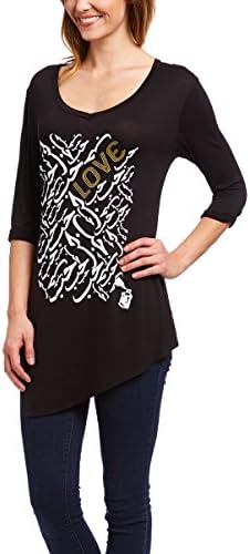 Women's Long Sleeve Casual Loose Tunic T-Shirt Dress Modest Shirt Top 'Love' (Large)