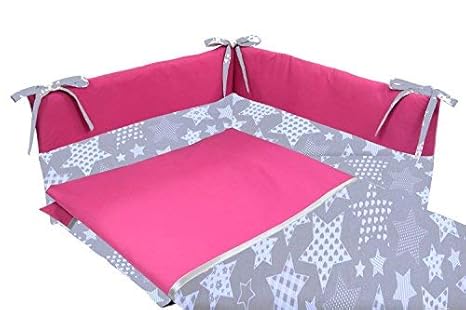 100 Coton Tour De Lit Fille Dehoussable Lit Bebe Standard 1x60 Cm Etoile Gris Rose Fuchsia Longueur 180 Cm Callyna Bebe Puericulture La Chambre De Bebe