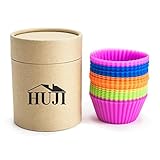 Huji Confetti Festive Colors Reusable Silicone Baking Cups Muffin Cupcake Liners Wraps Molds (24)