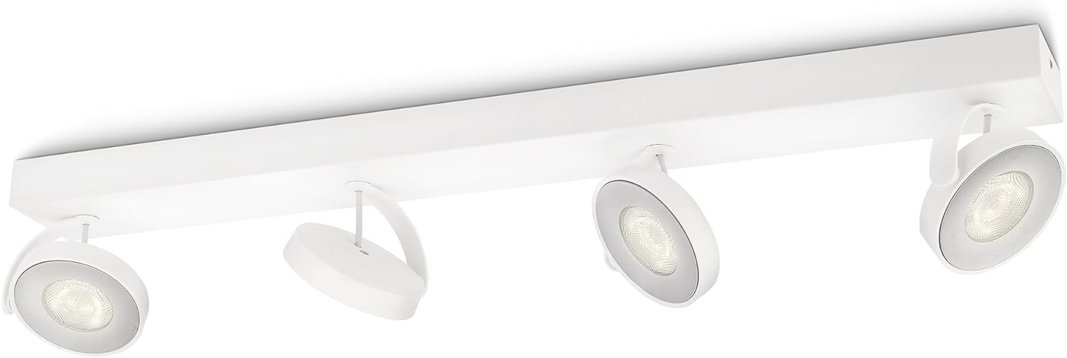 Philips myLiving Clockwork LED 4-er Spotbalken (22 W), dimmbare Leuchte mit 4 integrierten LED Spots, energiesparende Raumbeleuchtung mit langer Nutzlebensdauer, Weiß